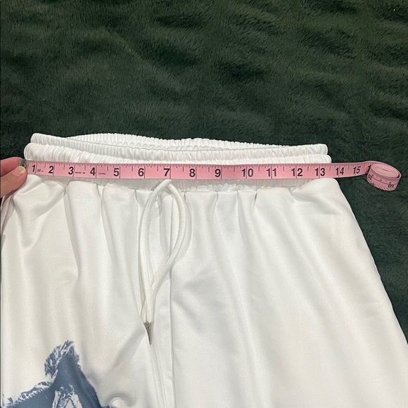 White Graphic Sweatpants with blue Designs - Picture 8 of 15